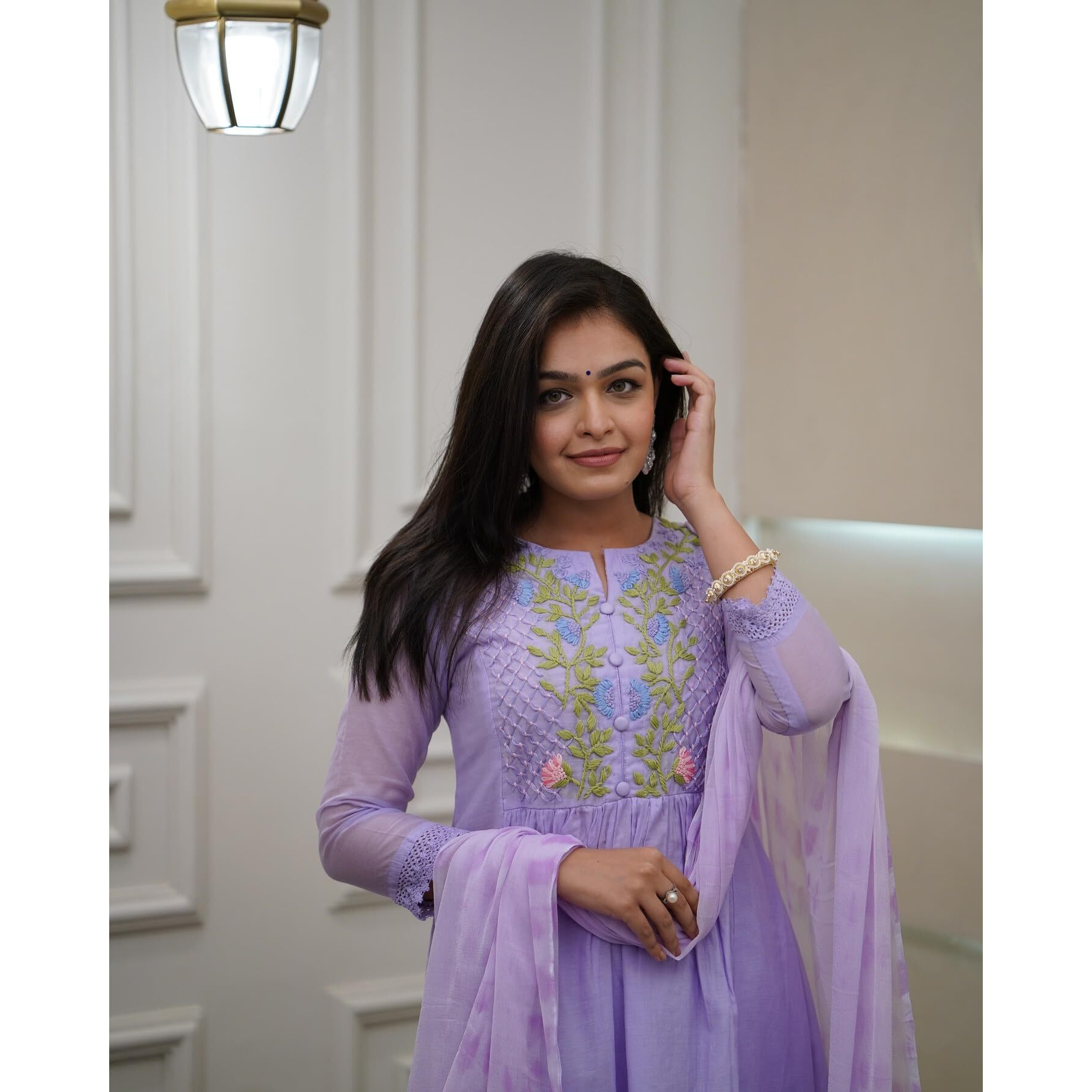 Navlik Women's Georgette Embroidered Flared Kurta with Pant and Dupatta Sets (NX-S-Jeel)