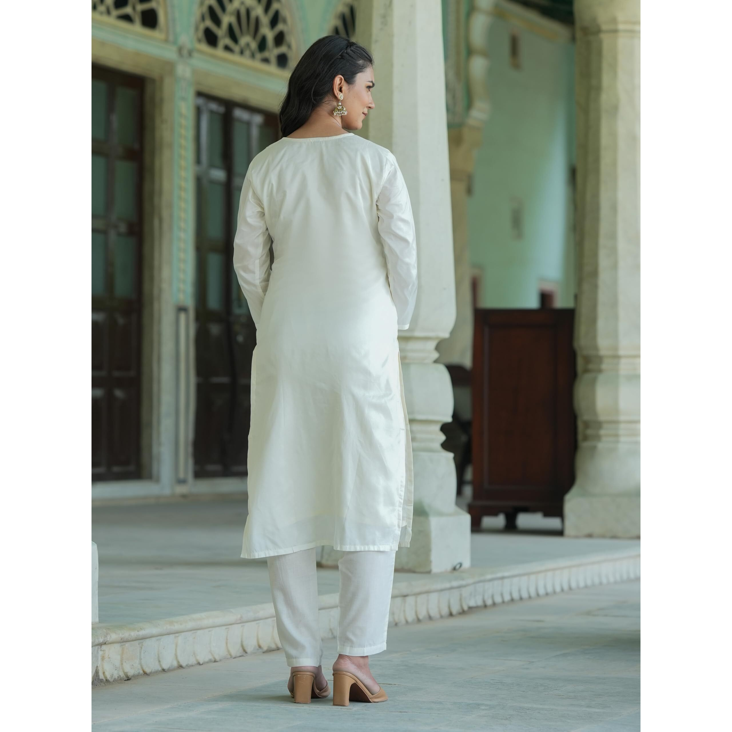 Navlik Women's Viscose Embroidered Straight Kurta with Pant and Dupatta Sets (S-Julia)