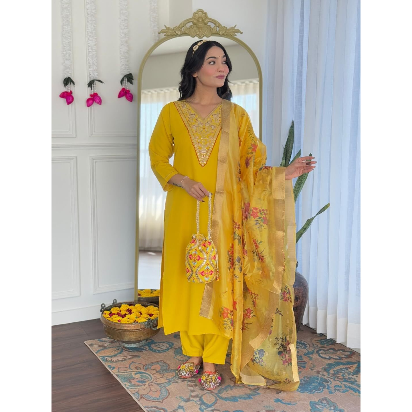 Navlik Women's Rayon Embroidered Straight Kurta Pant and Dupatta Sets (S-Lucy)
