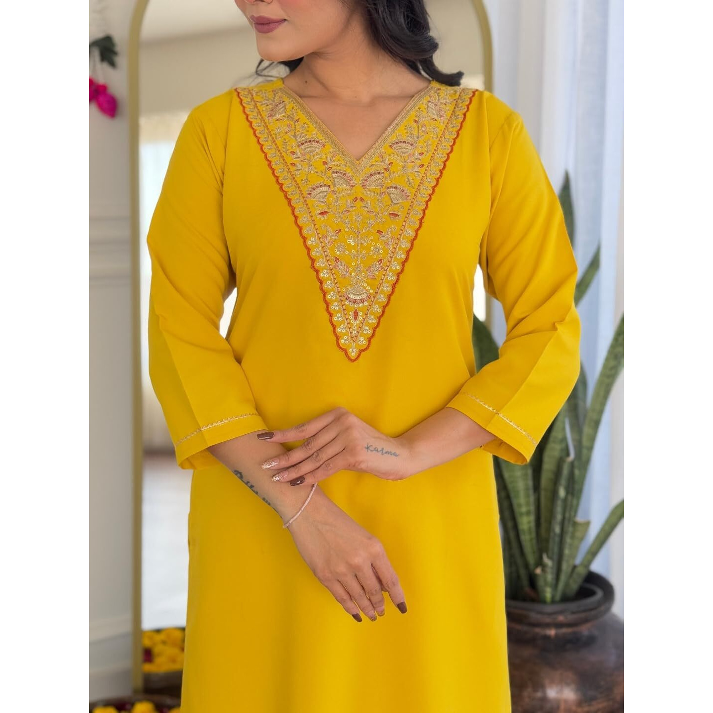 Navlik Women's Rayon Embroidered Straight Kurta Pant and Dupatta Sets (S-Lucy)