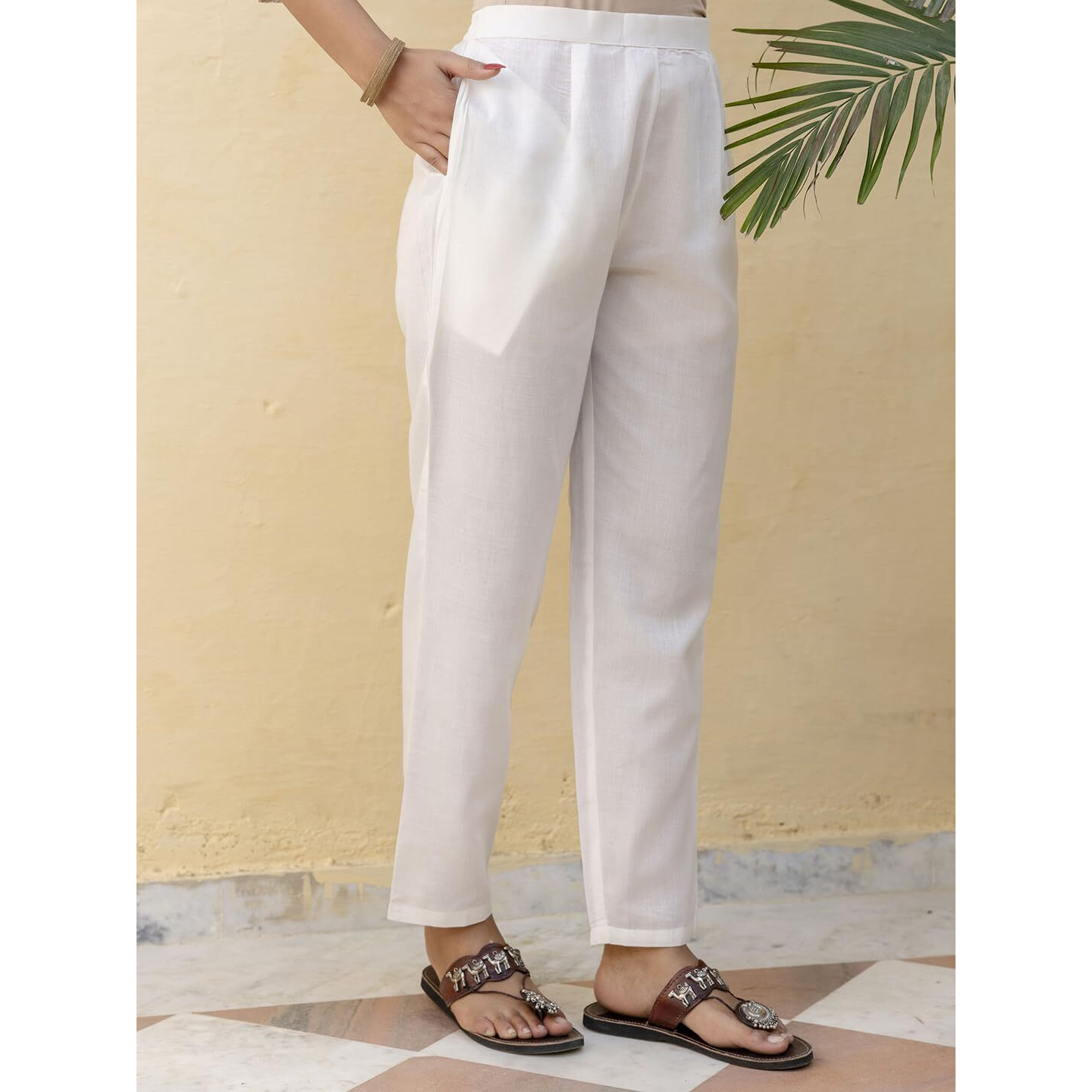 Navlik Women's White Jacquard Viscose Embroidered Straight Kurta with Gadhwal Pant and Jacquard Silk Jacquard Dupatta Sets (NK-SRS-108)
