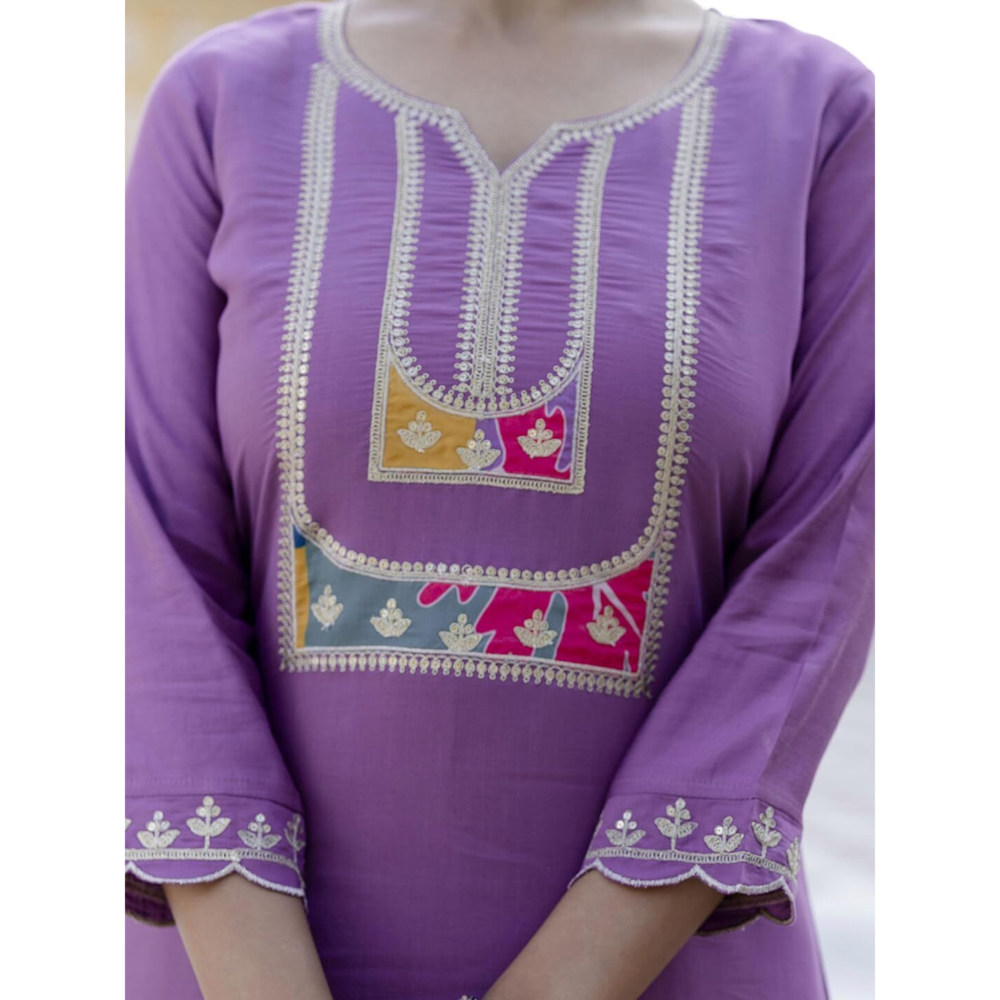 Navlik Women's Viscose Embroidered Straight Kurta with Pant and Dupatta Sets (SRS-116)