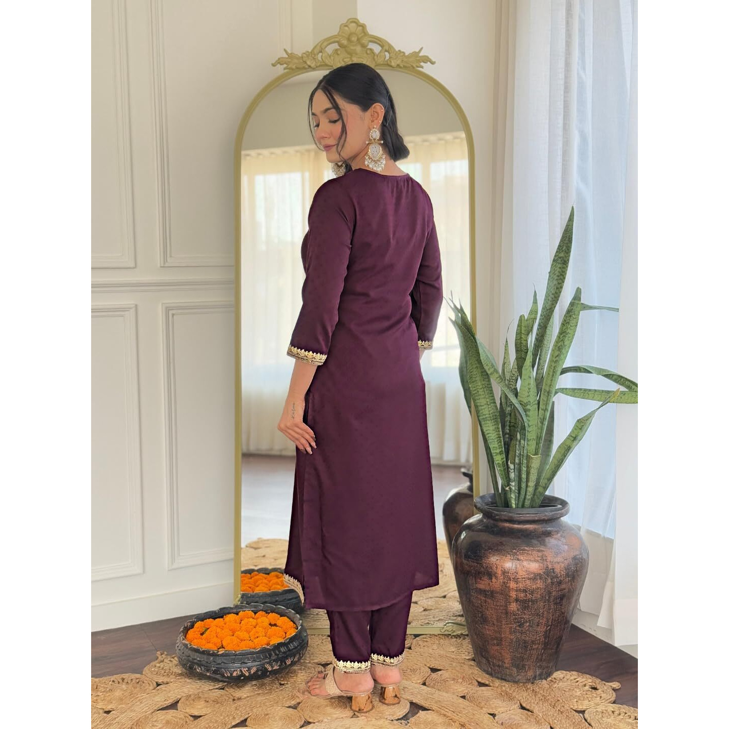 Navlik Women's Viscose Rayon Embroidered Straight Kurta with Pant and Dupatta Sets (SRS-130)