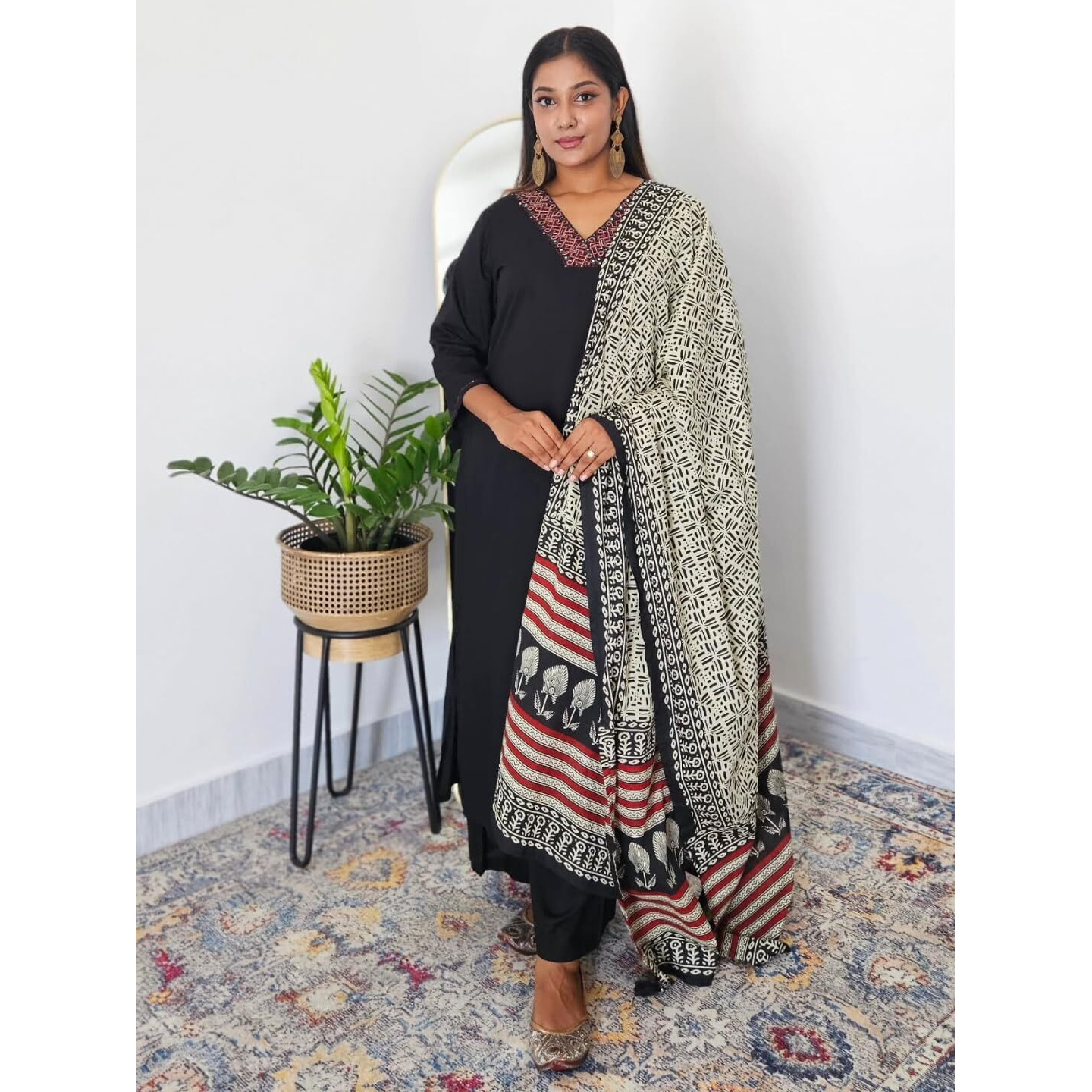 Navlik Women's Silk Embroidered Straight Kurta with Pant and Dupatta Sets (NK-S-Tara)
