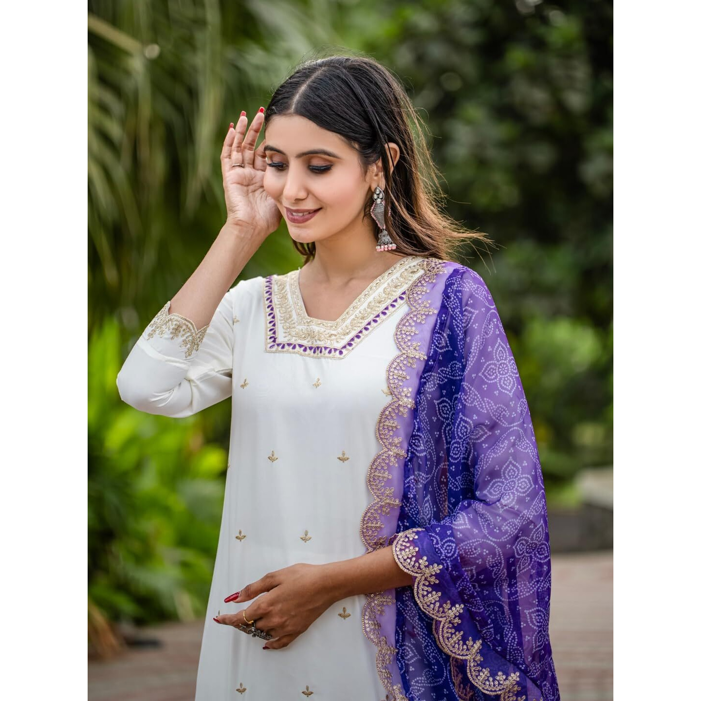 Navlik Women's Off White Roman Silk Embroidered Straight Kurta with Roman Silk Pant and Taby Embroidered Dupatta Sets (NK-STYL-Apexa)