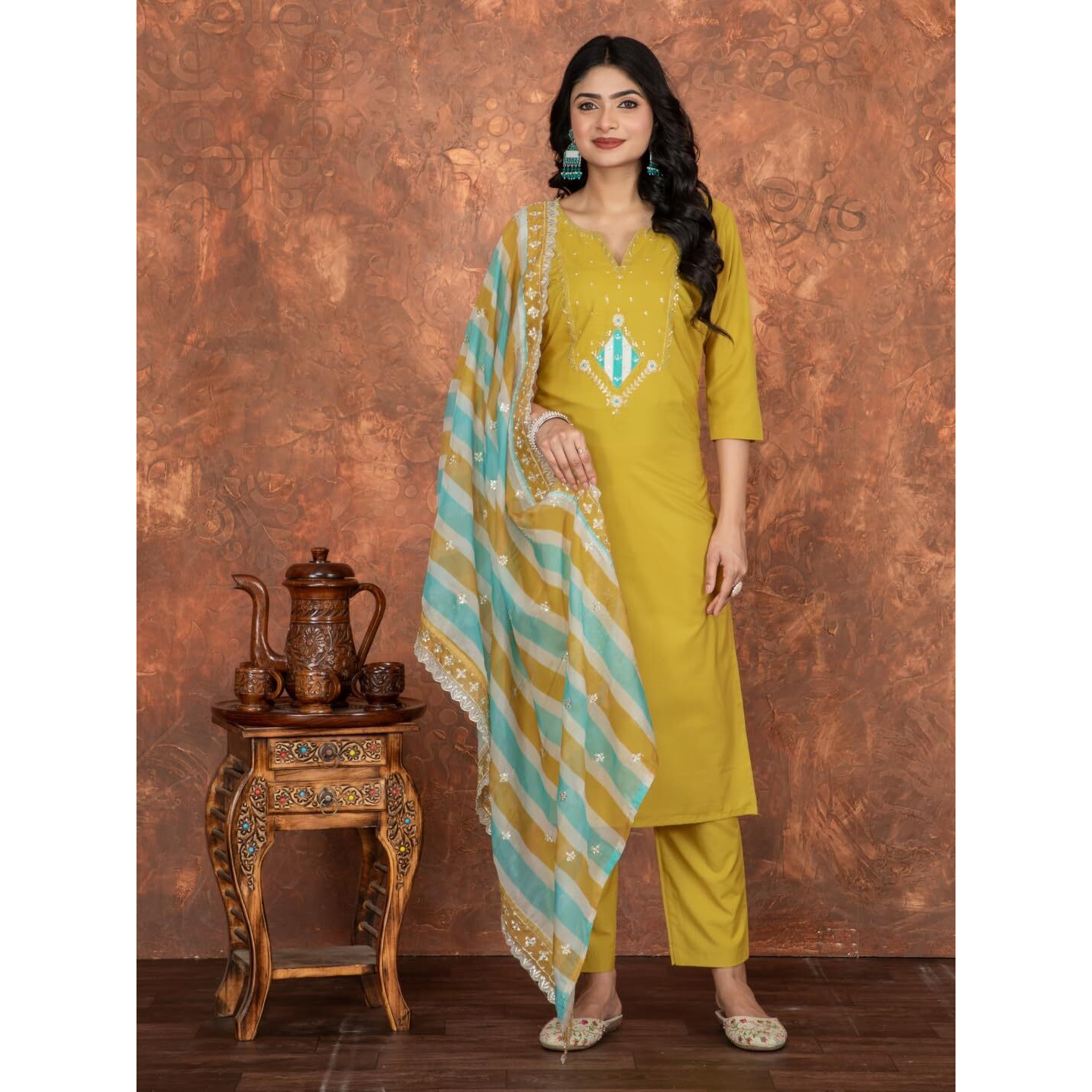 Navlik Women's Off White Rayon Slub Printed Straight Kurta with Rayon Slub Pant and Chanderi Cotton Printed Dupatta Sets (NK-STYL-Pratixa-Parent)