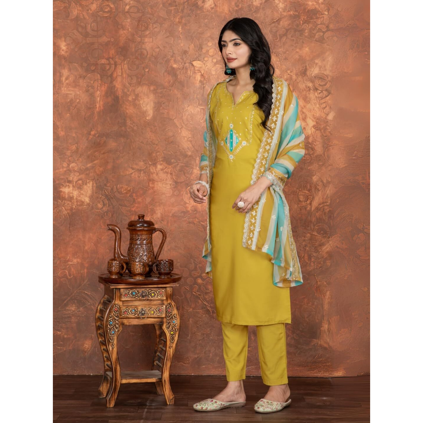 Navlik Women's Off White Rayon Slub Printed Straight Kurta with Rayon Slub Pant and Chanderi Cotton Printed Dupatta Sets (NK-STYL-Pratixa-Parent)