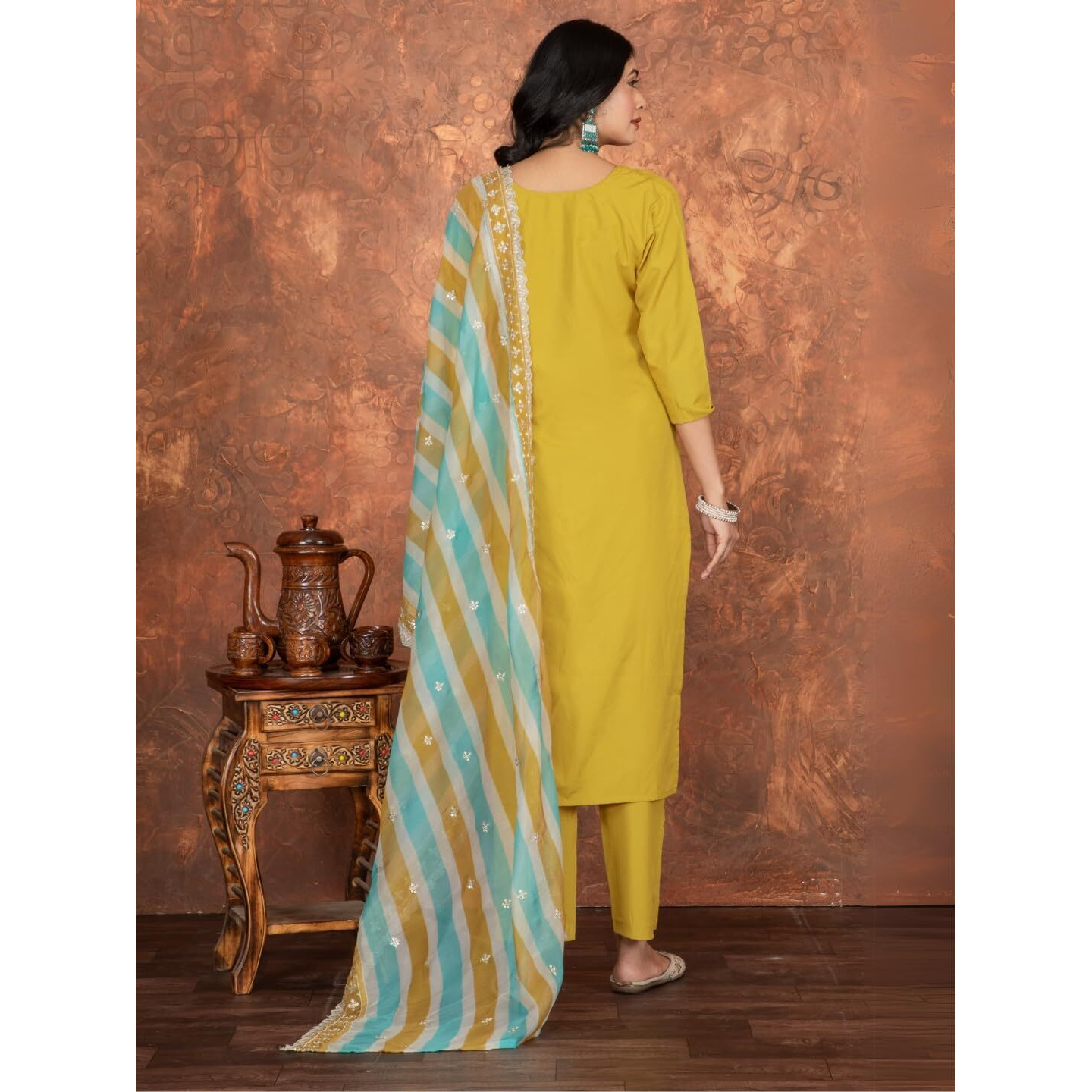 Navlik Women's Off White Rayon Slub Printed Straight Kurta with Rayon Slub Pant and Chanderi Cotton Printed Dupatta Sets (NK-STYL-Pratixa-Parent)