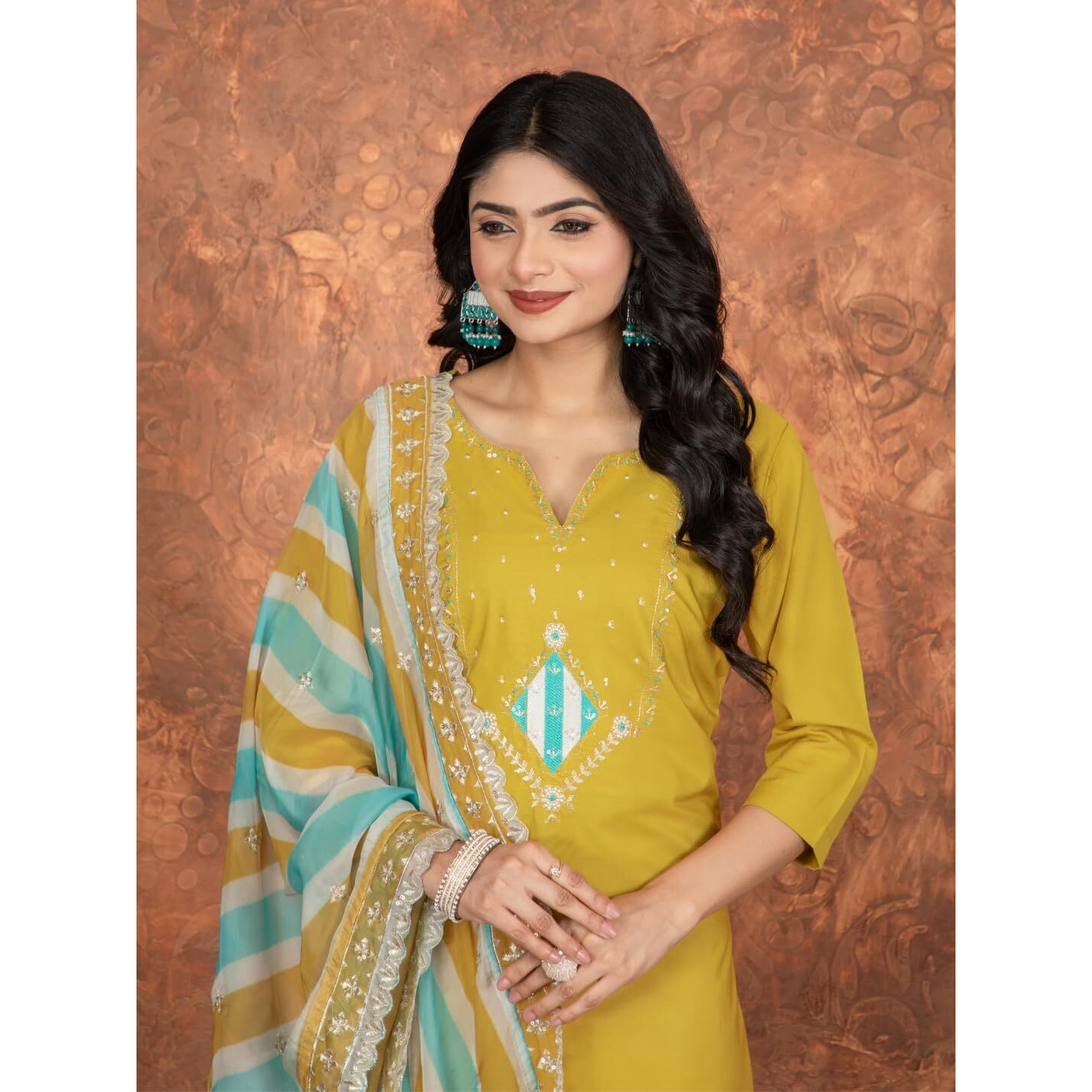 Navlik Women's Off White Rayon Slub Printed Straight Kurta with Rayon Slub Pant and Chanderi Cotton Printed Dupatta Sets (NK-STYL-Pratixa-Parent)