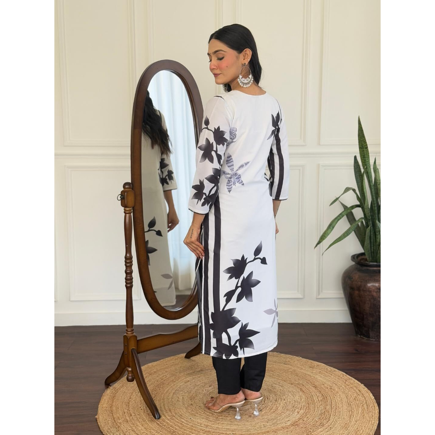 Navlik Women's Muslin Printed A-Line Kurta Rayon Pant and Dupatta Sets (V-Aasma)