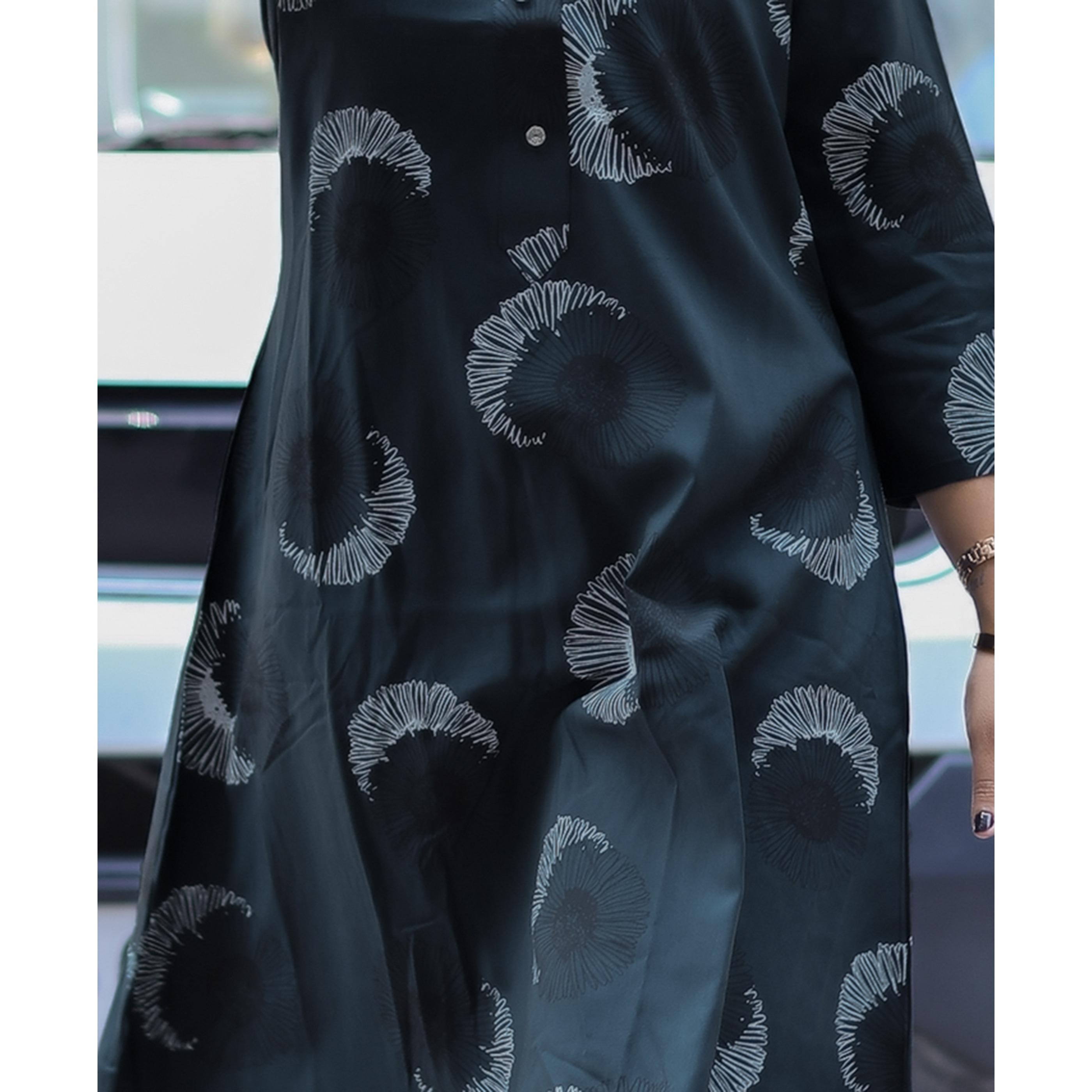 MOJILAA Women's Navy Blue Rayon Viscose 21 KG Floral & Leaf Printed Causal Co-ord Set