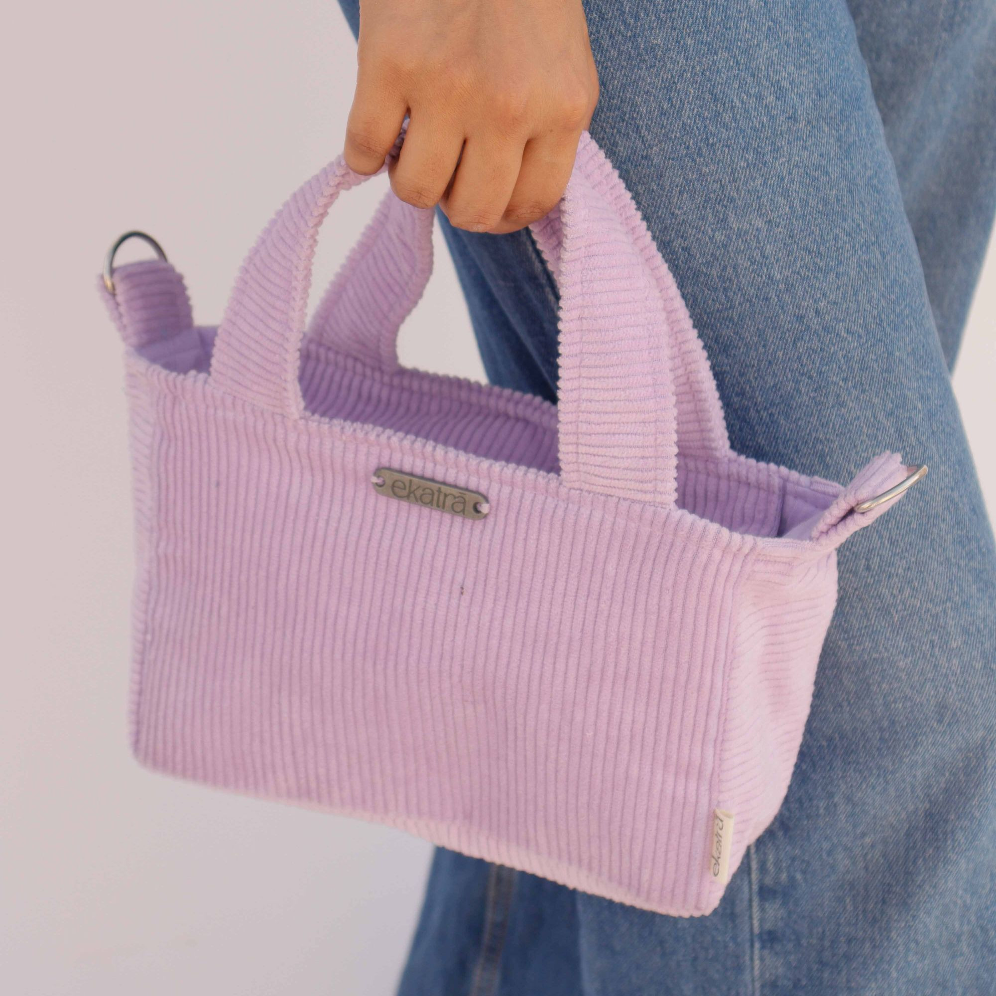 Corduroy Mini Tote - Lavendar
