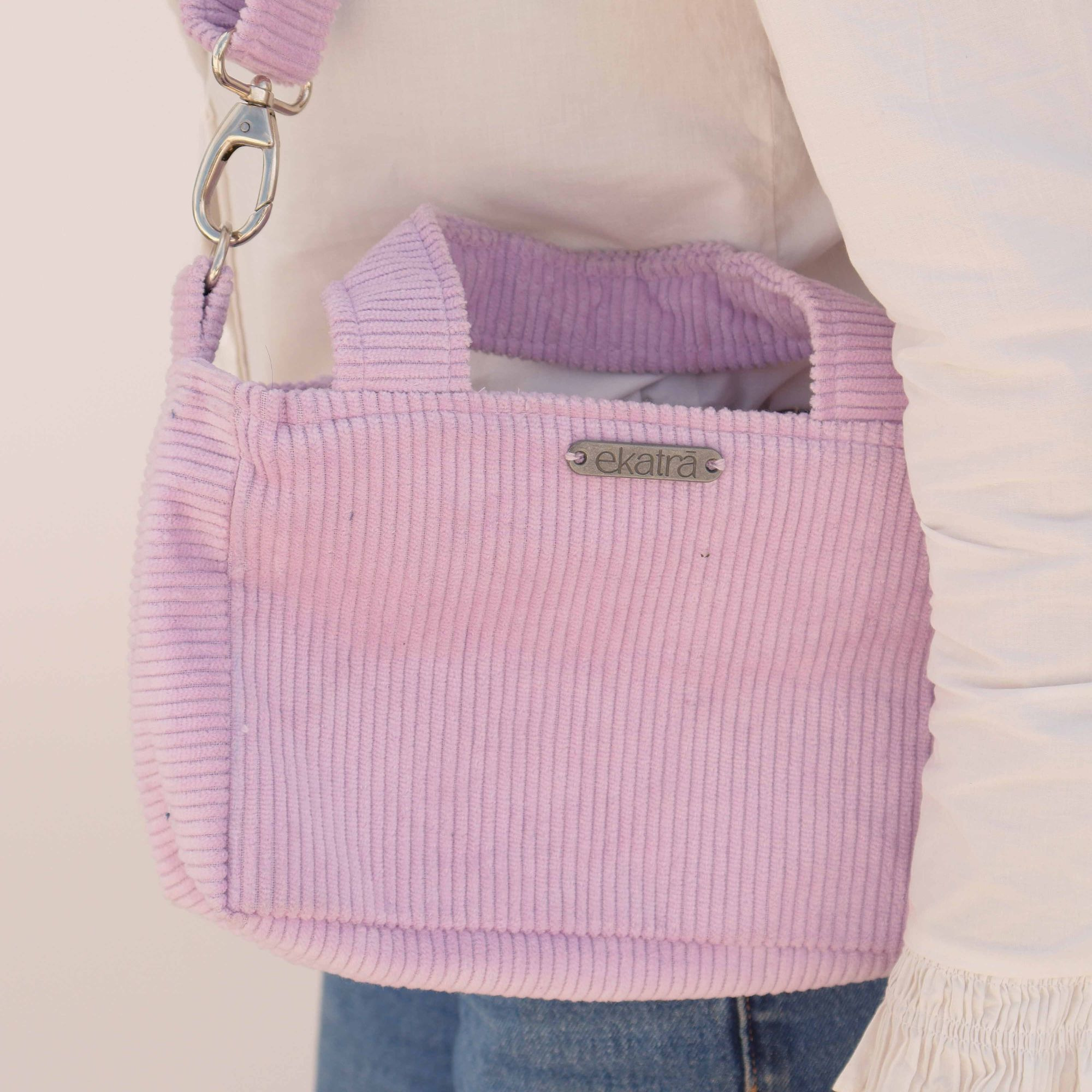 Corduroy Mini Tote - Lavendar
