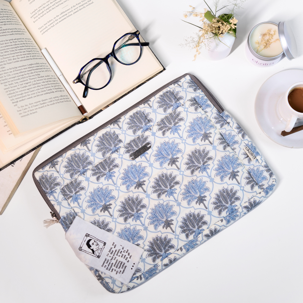 Cotton Laptop Sleeve/Cover - Lotus - 13 inches