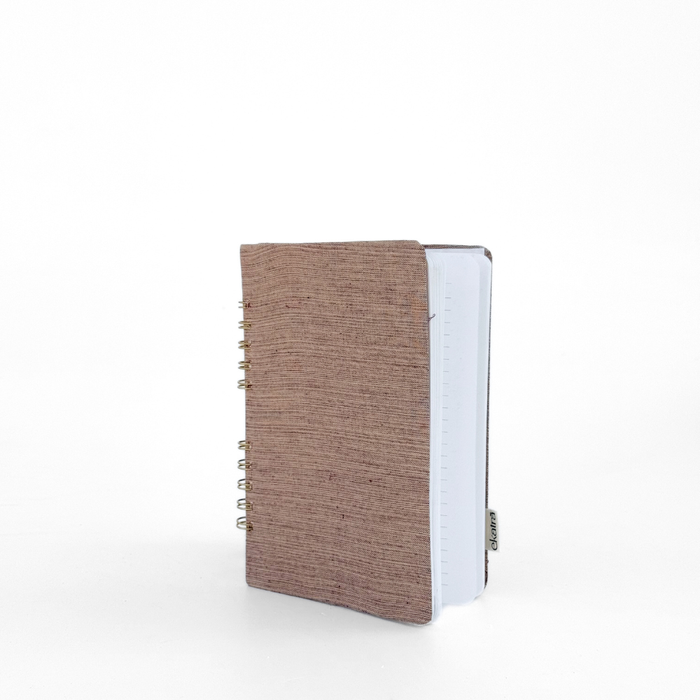 Handcrafted Sustainable A5 Wire Bound ruled 100SM paper Journal by Ekatra - Solid Beige
