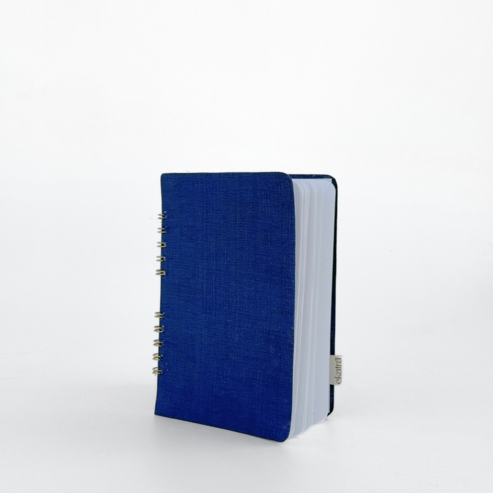 Handcrafted Sustainable A5 Wire Bound ruled 100SM paper Journal by Ekatra - Solid Blue