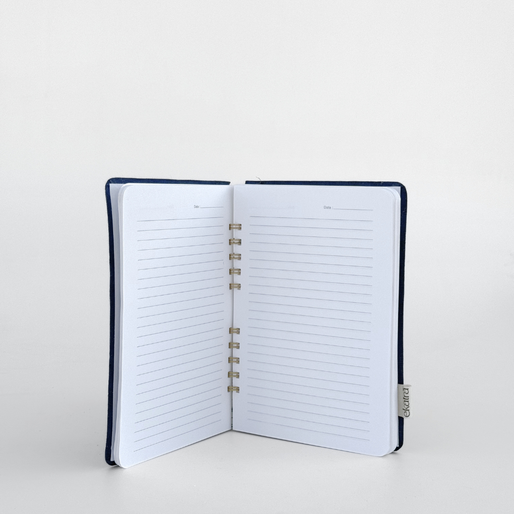 Handcrafted Sustainable A5 Wire Bound ruled 100SM paper Journal by Ekatra - Solid Blue