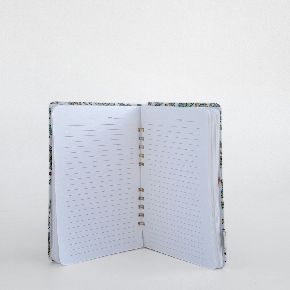 Handcrafted Sustainable A5 Wire Bound ruled 100SM paper Journal by Ekatra -reen Floral