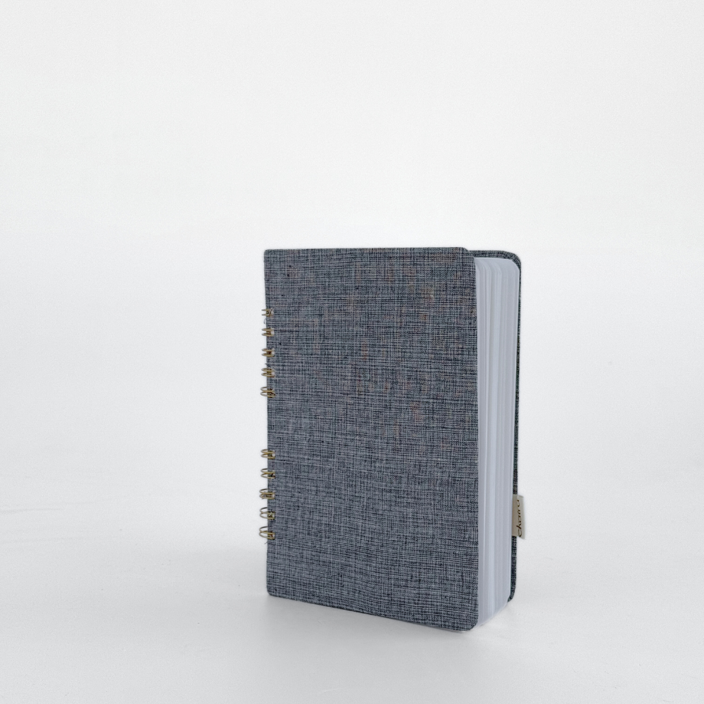 Handcrafted Sustainable A5 Wire Bound ruled 100SM paper Journal by Ekatra -Grey