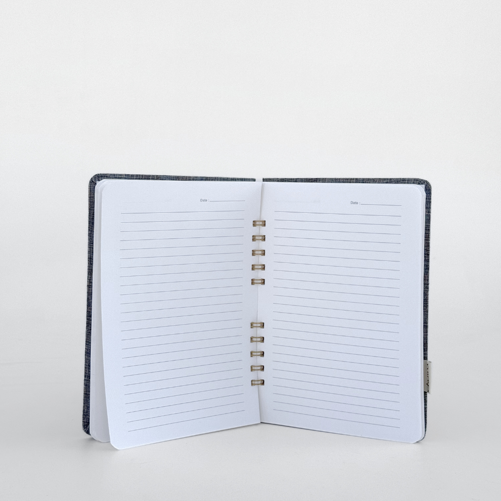 Handcrafted Sustainable A5 Wire Bound ruled 100SM paper Journal by Ekatra -Grey
