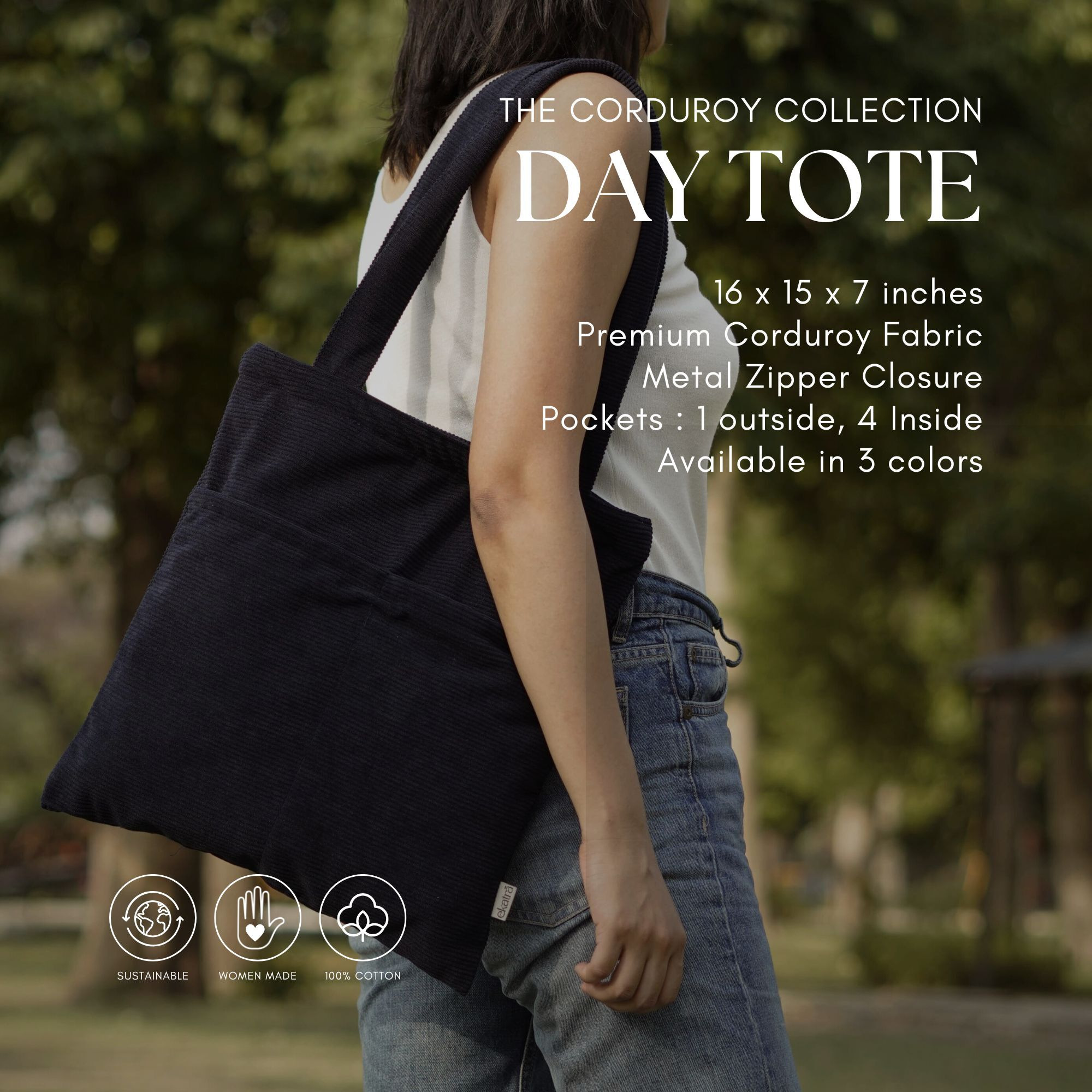 Minimalist Corduroy Day Tote - Sage