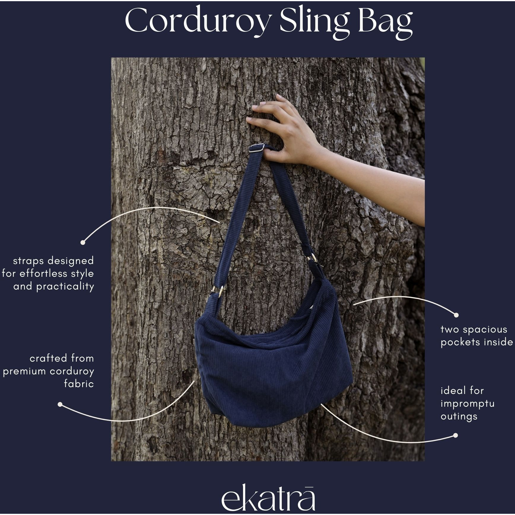 Minimalist Corduroy Sling Bag -Sage