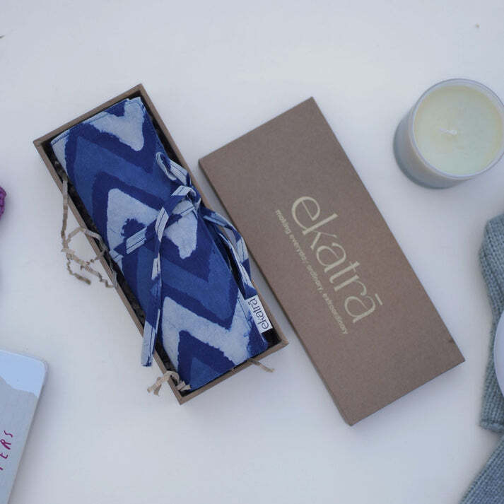 Roll Up Case -Indigo Stripes