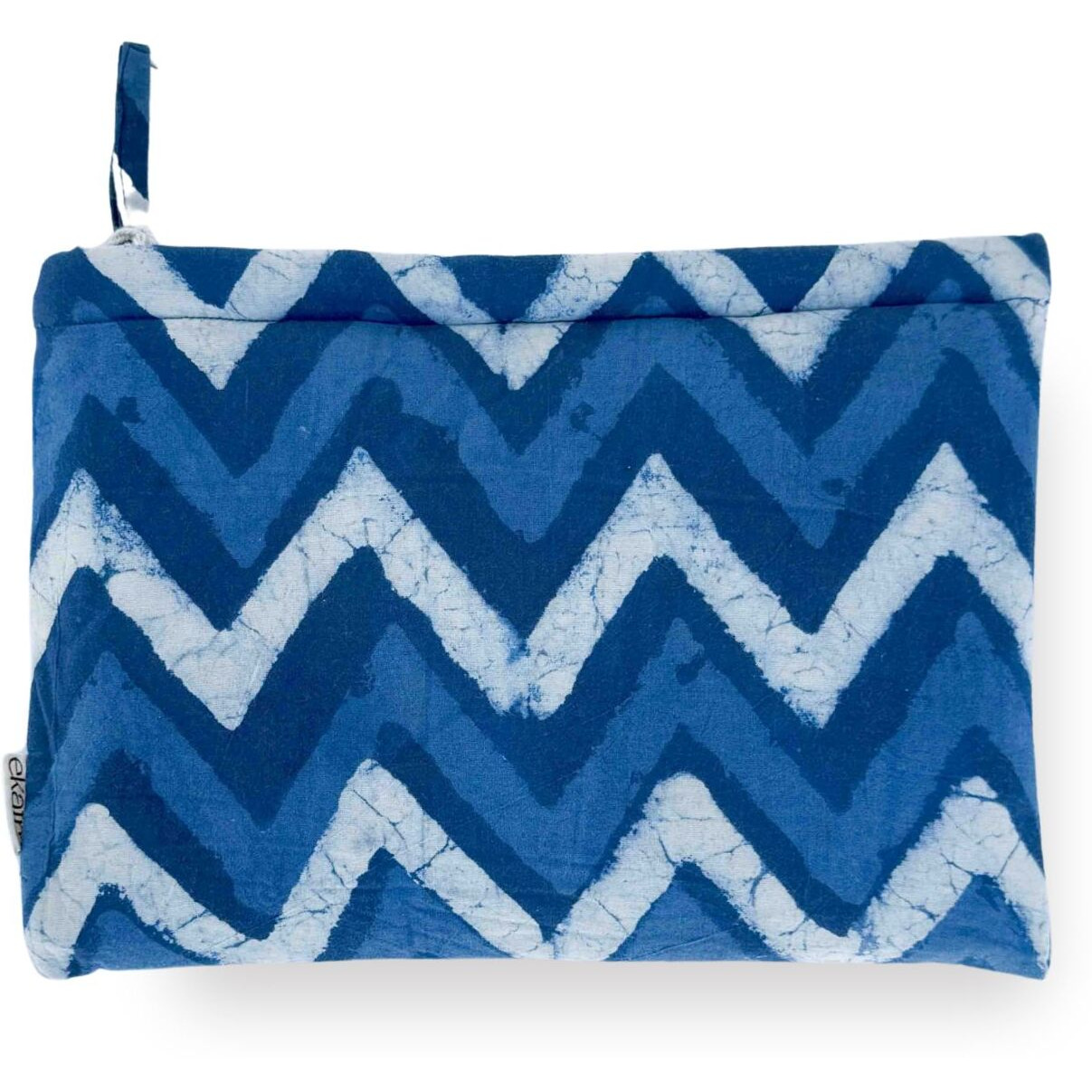 Sustainable Cotton Travel Pouch/Organizer by Ekatra - Indigo Chevron