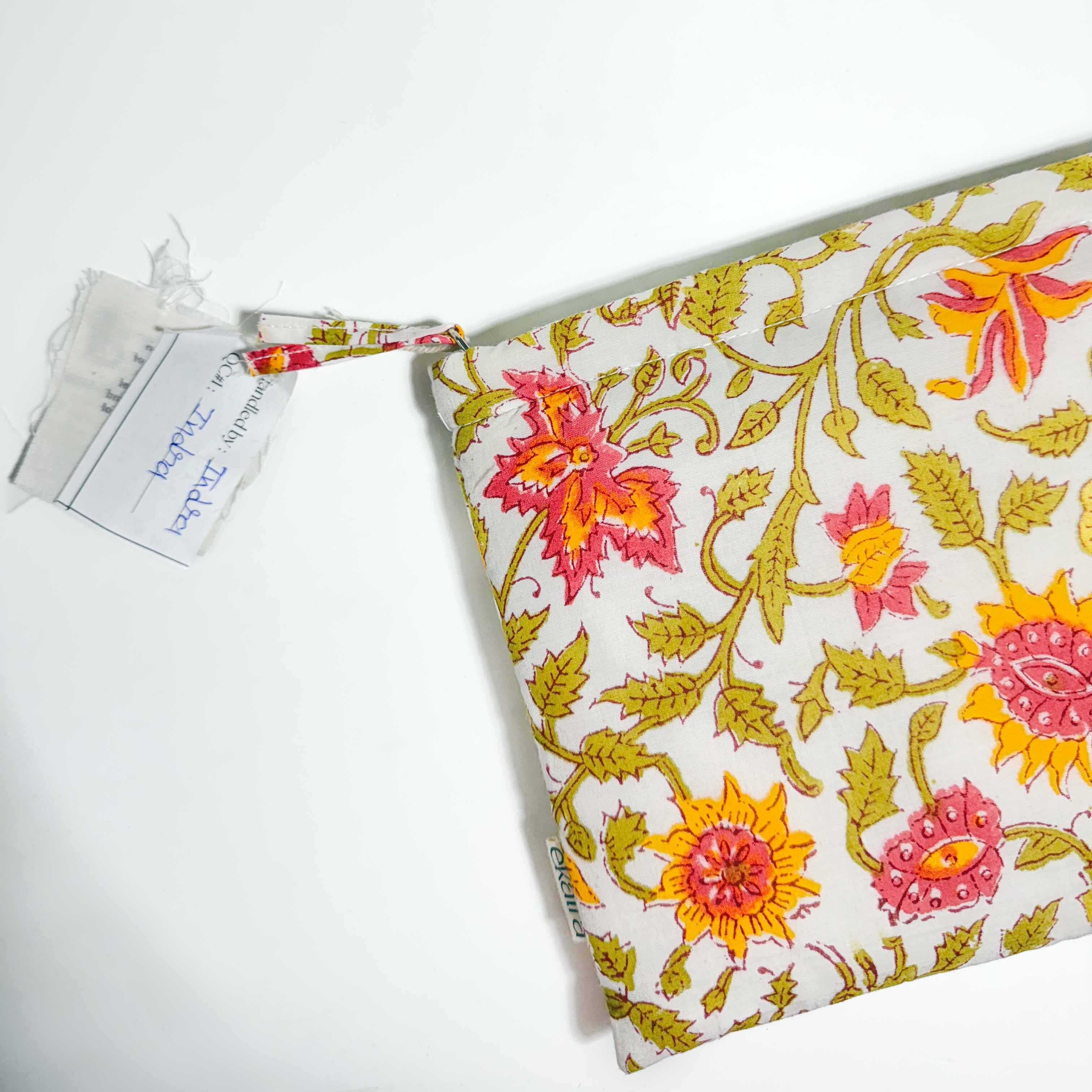 Sustainable Cotton Travel Pouch/Organizer by Ekatra - Pink Floral