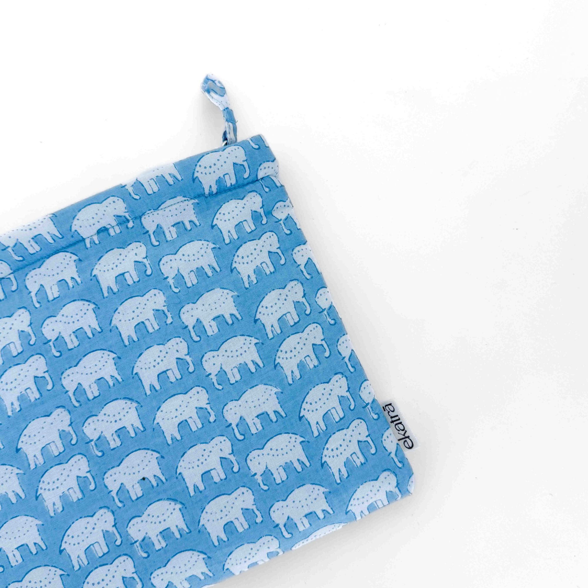 Sustainable Cotton Travel Pouch/Organizer by Ekatra -Elephant Motif