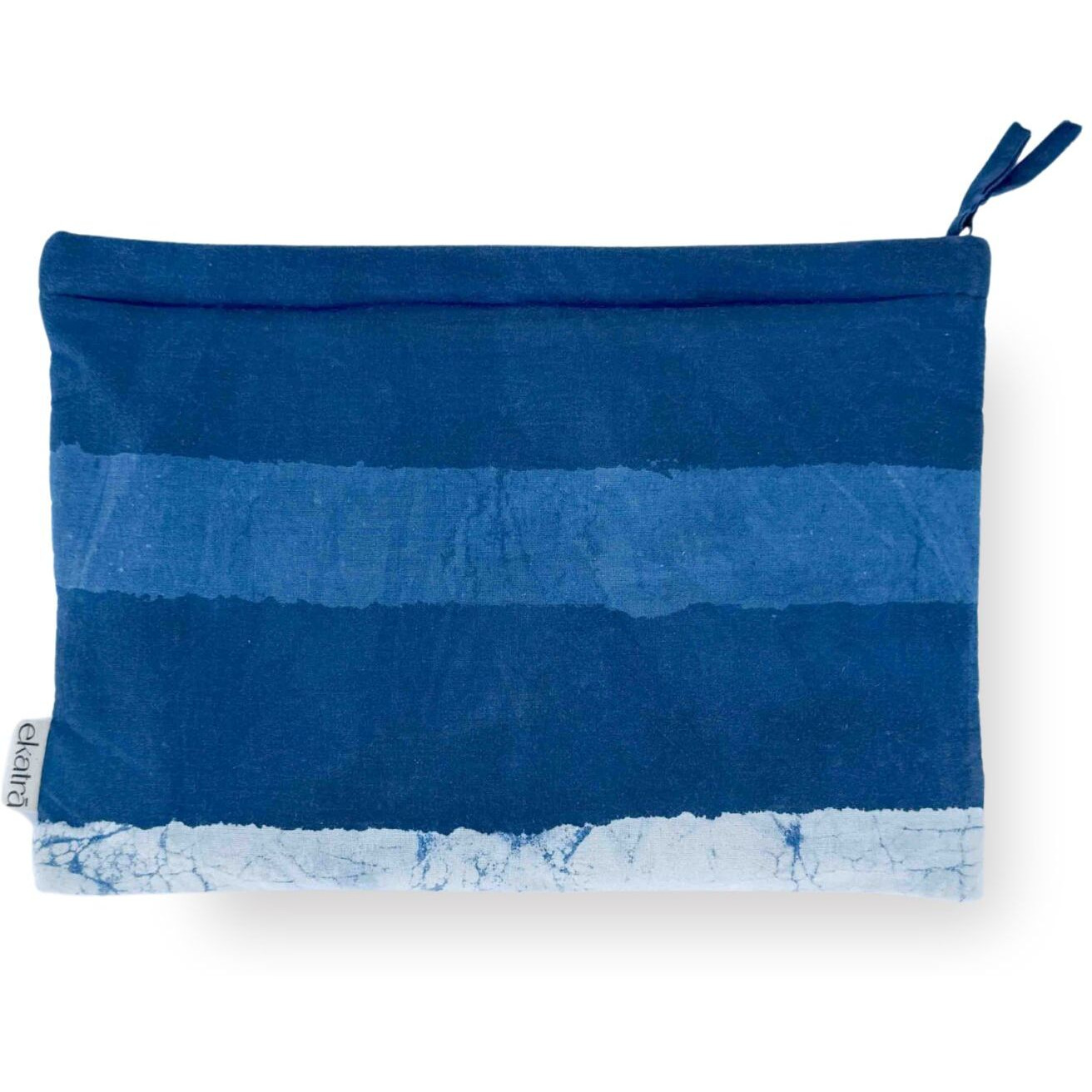 Sustainable Cotton Travel Pouch/Organizer by Ekatra -Indigo Stripes