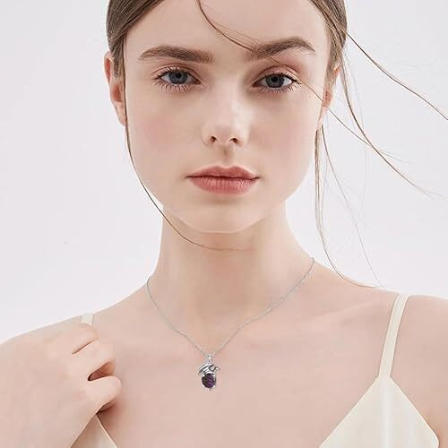 Natural Black Opal Dragon Necklace for Women/Men Sterling Silver Necklace with Birthstone Gift for Women/Men