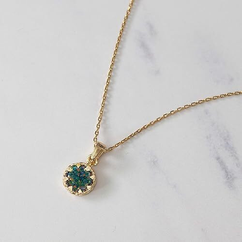 14K Gold Plated Black Opal Necklaces for Women - Black Opal Birthstone Necklace - Gold over 925 Sterling Silver - Gold Pendant Necklaces - Gold Minimalist Jewelry for Women - Prom Necklace