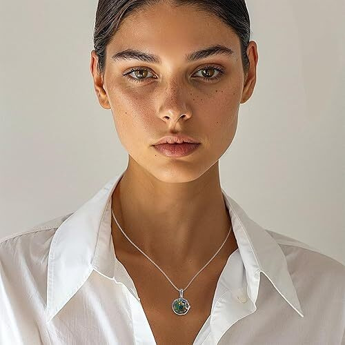 Black Opal Necklaces for Women Silver - October Birthstone Necklace - Gothic Necklace Silver Jewelry for Women - Opal Jewelry Silver Necklaces for Women - Everyday Necklaces for Women
