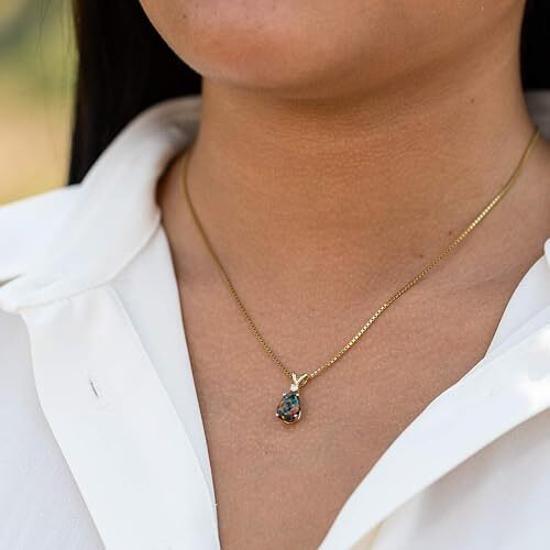 14K Yellow Gold  Black Opal with Genuine Diamond Pendant, Elegant Teardrop Solitaire, Pear Shape, 10x7mm, 1 Carat total, October Birthstone Necklace, Fire Opal Necklace