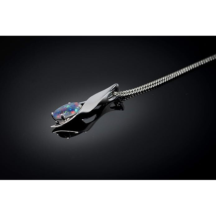 Australian Black Opal Triplet OR Solid Australian White Opal - Fire Opal - 11x8 mm Genuine Australian Opal Necklace Pendant in Sterling Silver Gold Plated Women's Jewelry