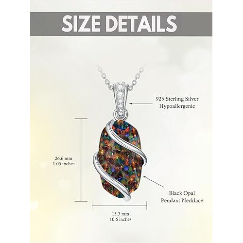 925 Sterling Silver Dainty Black Gemstone Pendant Fine Jewelry Birthday Christmas Gifts for Women Her