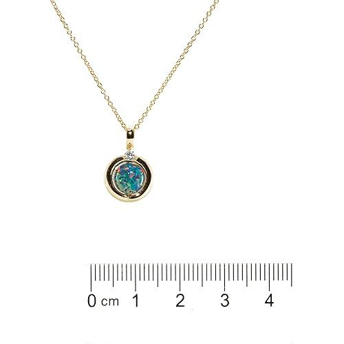 Round Bezel Set Black Nebula Opal Gemstone Pendant Necklace- 14k Gold Filled- Mother's Day-Graduation Gift Idea (Black Nebula Opal, 14k Gold Filled)