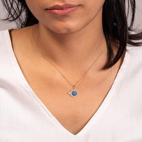 Opal Necklace for Women Round Cut Opal Jewelry 925 Sterling Silver  Gemstone Pendant Necklaces Anniversary Birthday