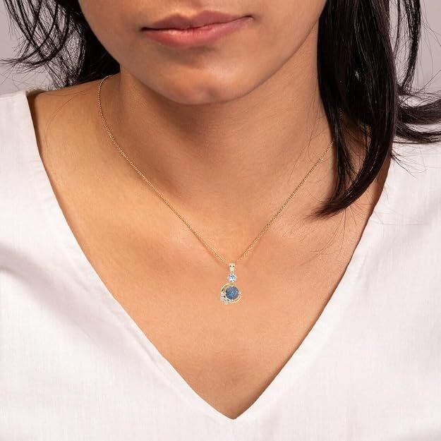 Opal Pendant Necklace for Women Multi-colored Teardrop Birthstone Necklaces 14K Rose Gold Plated Dainty Simple Gold Chian Necklace, Birthday Anniversary Wedding Gifts