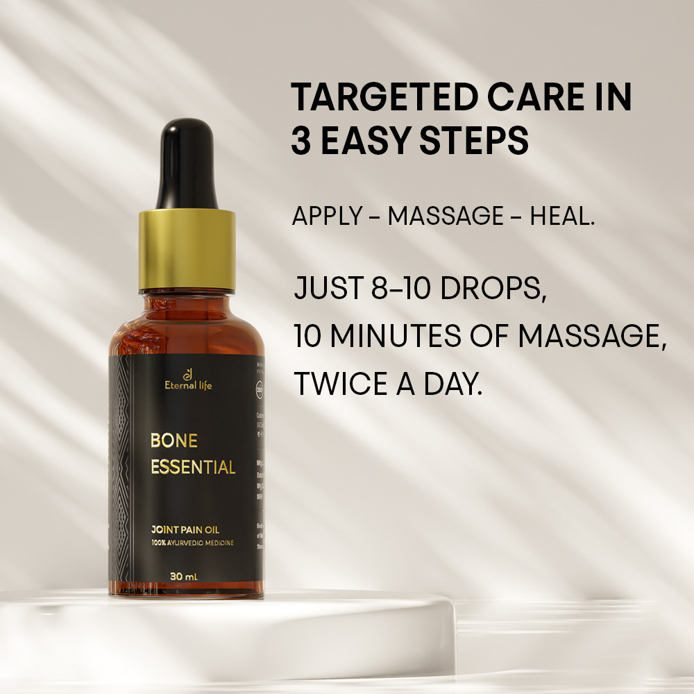 Eternal Life Bone Essential Ayurvedic Oil for Joint & Muscle Pain Relief | Herbal Oil for Knees, Back, Neck & Shoulders | Natural Massage Oil for Flexibility, Relaxation & Soothing | 30ml