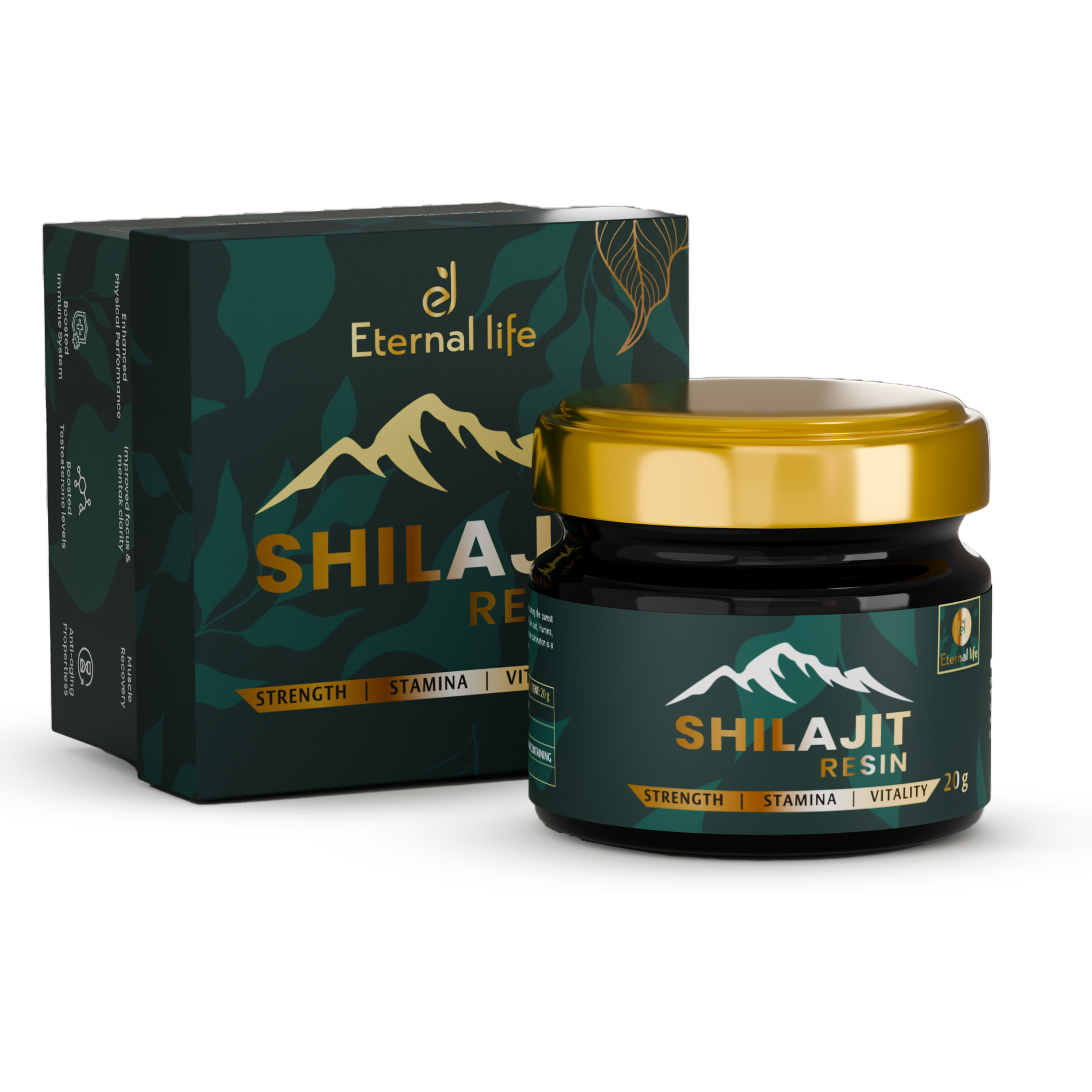 Eternal Life Premium Shilajit Resin 20g | Pure Himalayan Source Rich in Fulvic Acid | Natural Herbal Adaptogen for Energy, Stamina, Focus & Daily Vitality | Resin Form for Wellness & Balance