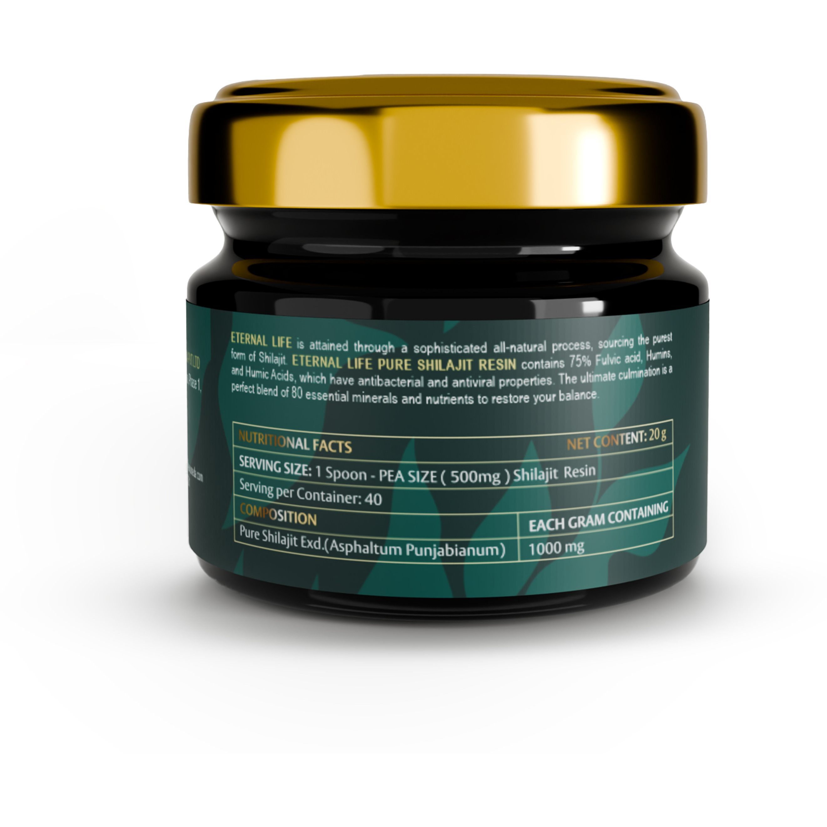 Eternal Life Premium Shilajit Resin 20g | Pure Himalayan Source Rich in Fulvic Acid | Natural Herbal Adaptogen for Energy, Stamina, Focus & Daily Vitality | Resin Form for Wellness & Balance
