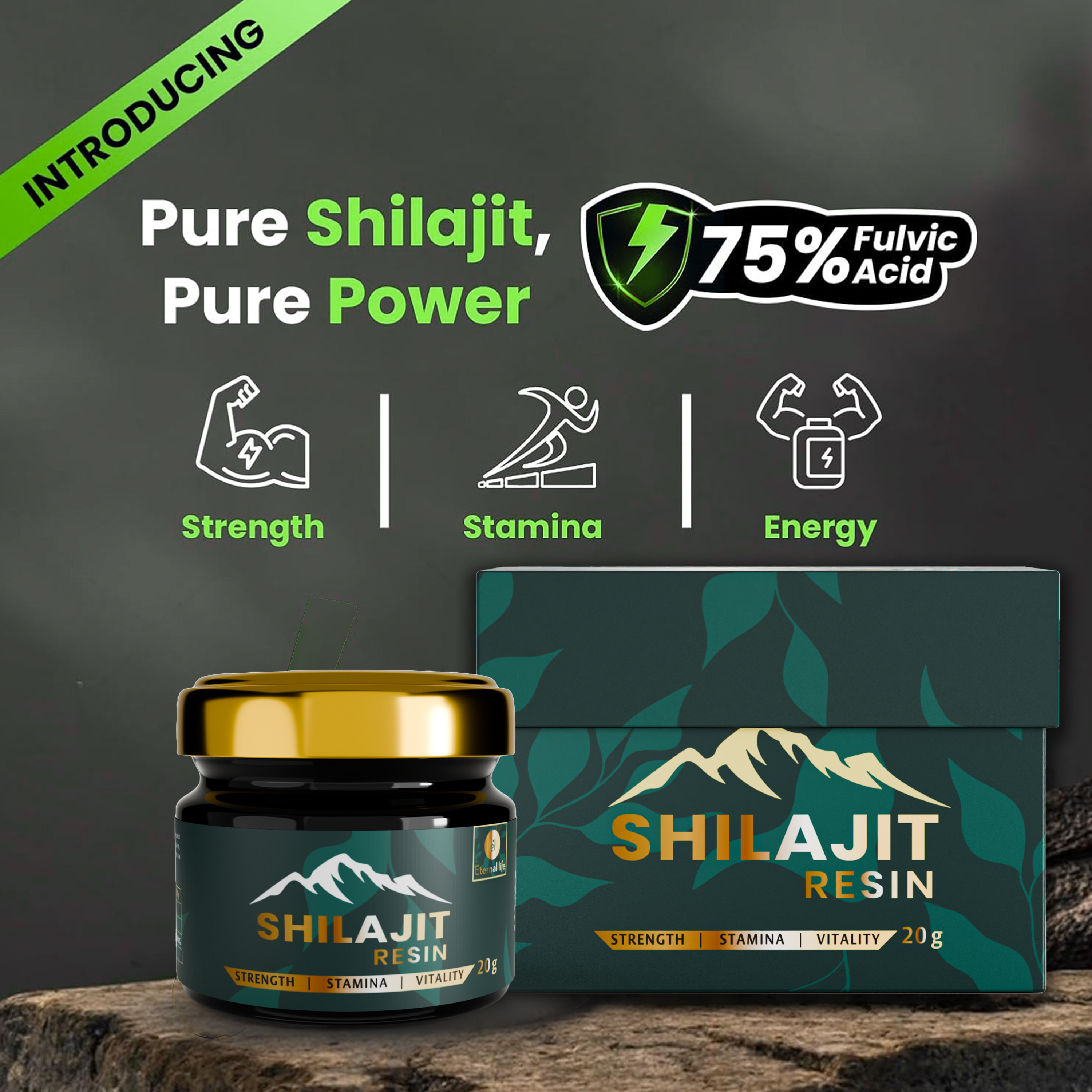 Eternal Life Premium Shilajit Resin 20g | Pure Himalayan Source Rich in Fulvic Acid | Natural Herbal Adaptogen for Energy, Stamina, Focus & Daily Vitality | Resin Form for Wellness & Balance
