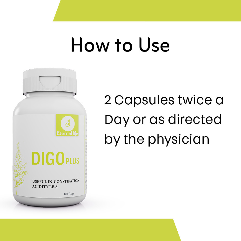 Eternal Life Digo Plus Ayurvedic Digestive Wellness Supplement | Herbal Support For Digestion, Intestinal Cleansing, Gastric Comfort, And Acidity Relief | Natural Formula | 60 Capsules
