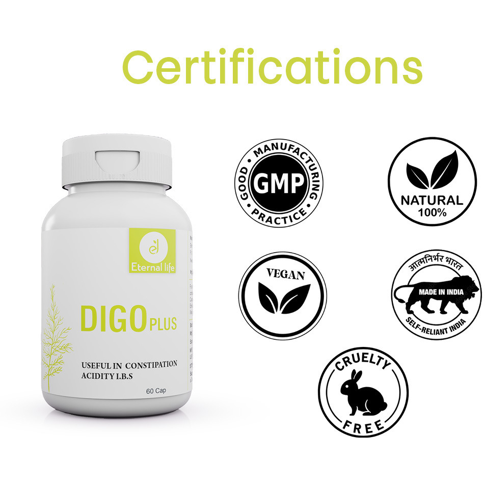 Eternal Life Digo Plus Ayurvedic Digestive Wellness Supplement | Herbal Support For Digestion, Intestinal Cleansing, Gastric Comfort, And Acidity Relief | Natural Formula | 60 Capsules