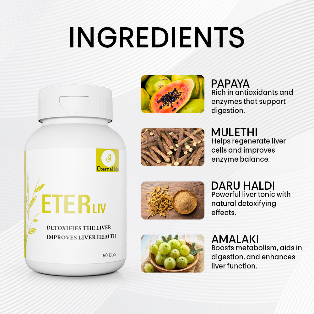 Eternal Life Eterliv Liver Detox Supplement | Liver Detox Supplement which supports Optimal Liver Health and Promotes Detox | 60 Cap