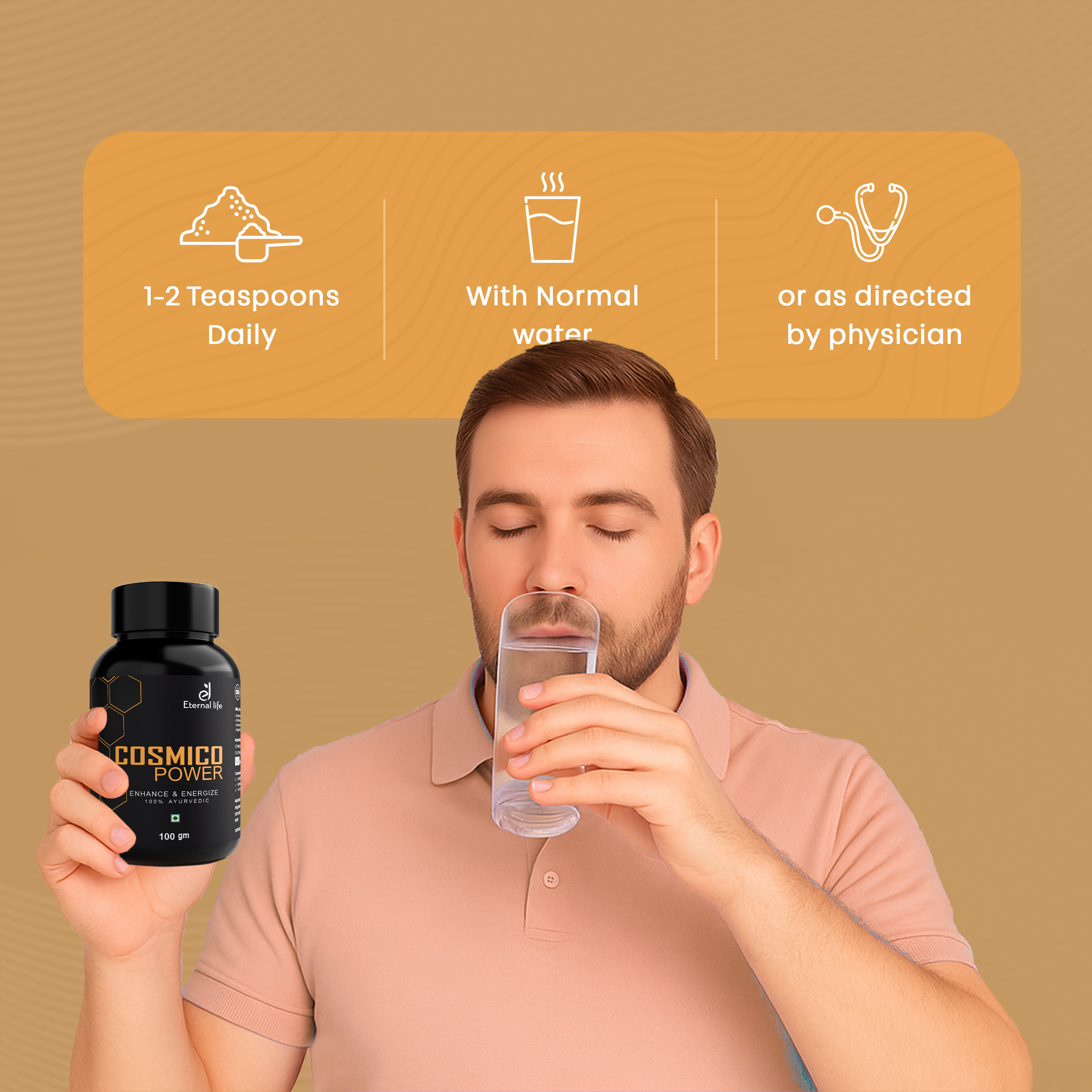Eternal Life Cosmico Power Energy Supplement for Men | Multivitamins, Natural Extracts & Vital Nutrients | Supports Muscle Growth, Stamina, Metabolism & Overall Wellness | Pack of 1, 100gm
