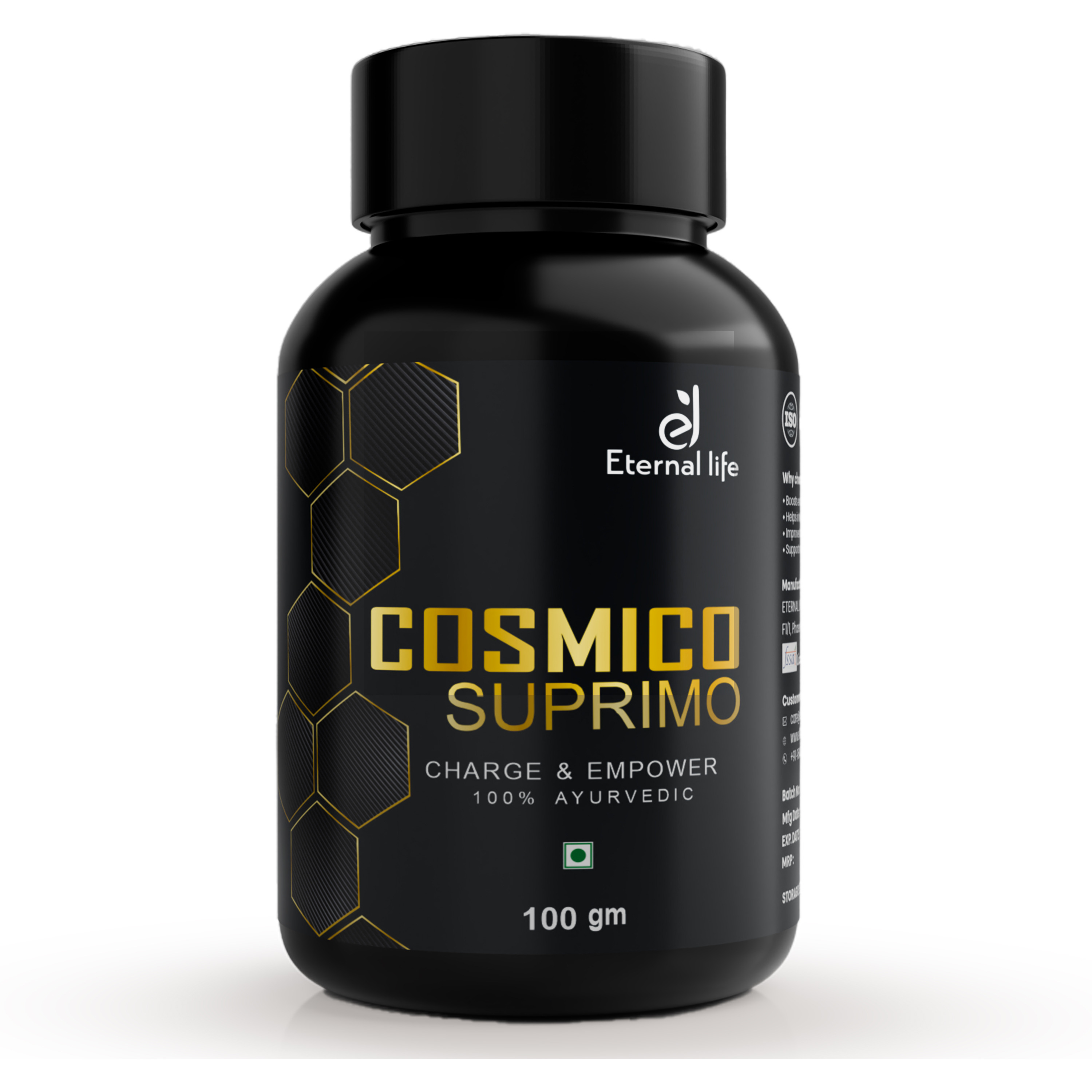 Eternal Life Cosmico Suprimo | Natural Testosterone Booster Supplement For Men | Strength, Stamina, Energy & Muscle Support | Safed Musali, Gokshura, Ashwagandha