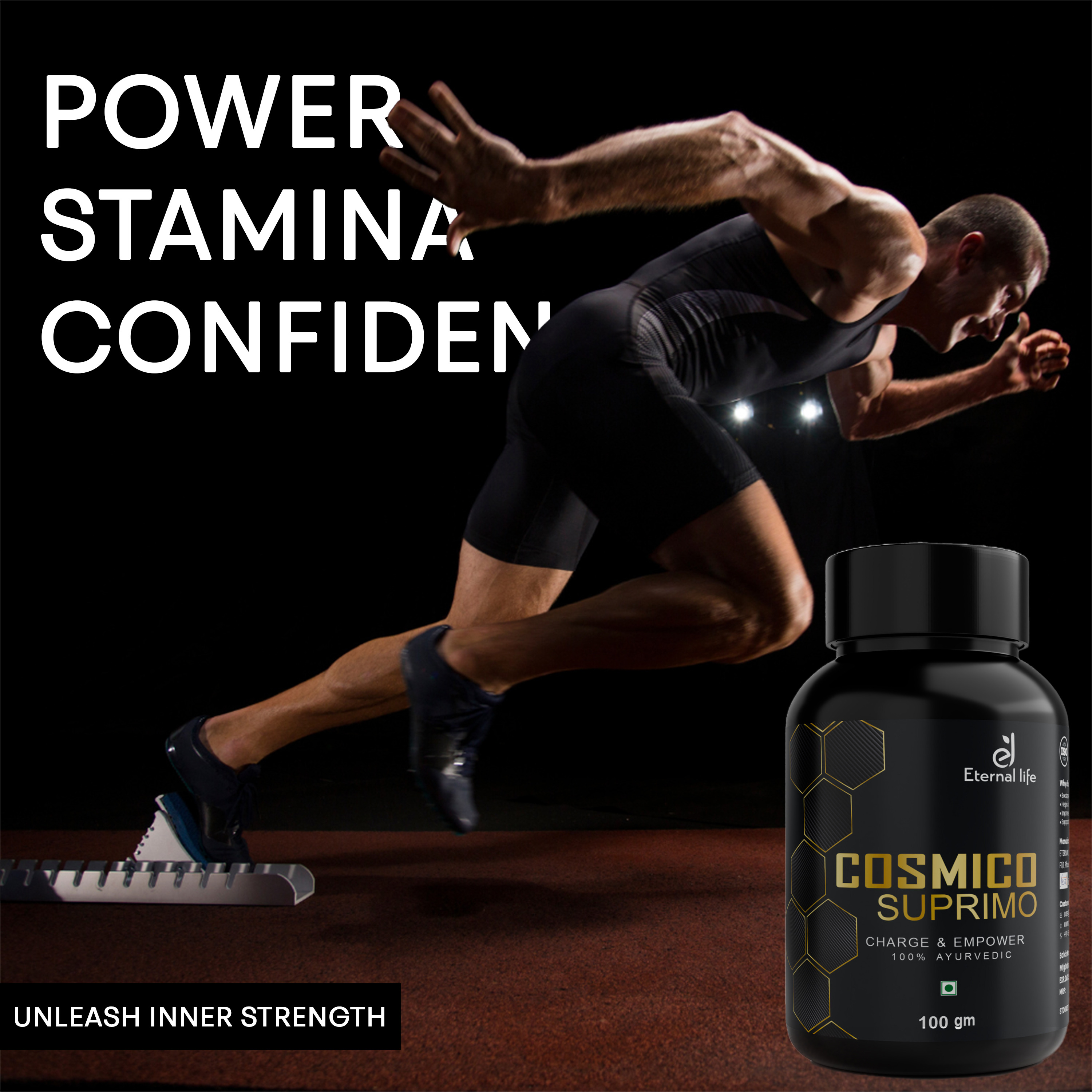 Eternal Life Cosmico Suprimo | Natural Testosterone Booster Supplement For Men | Strength, Stamina, Energy & Muscle Support | Safed Musali, Gokshura, Ashwagandha